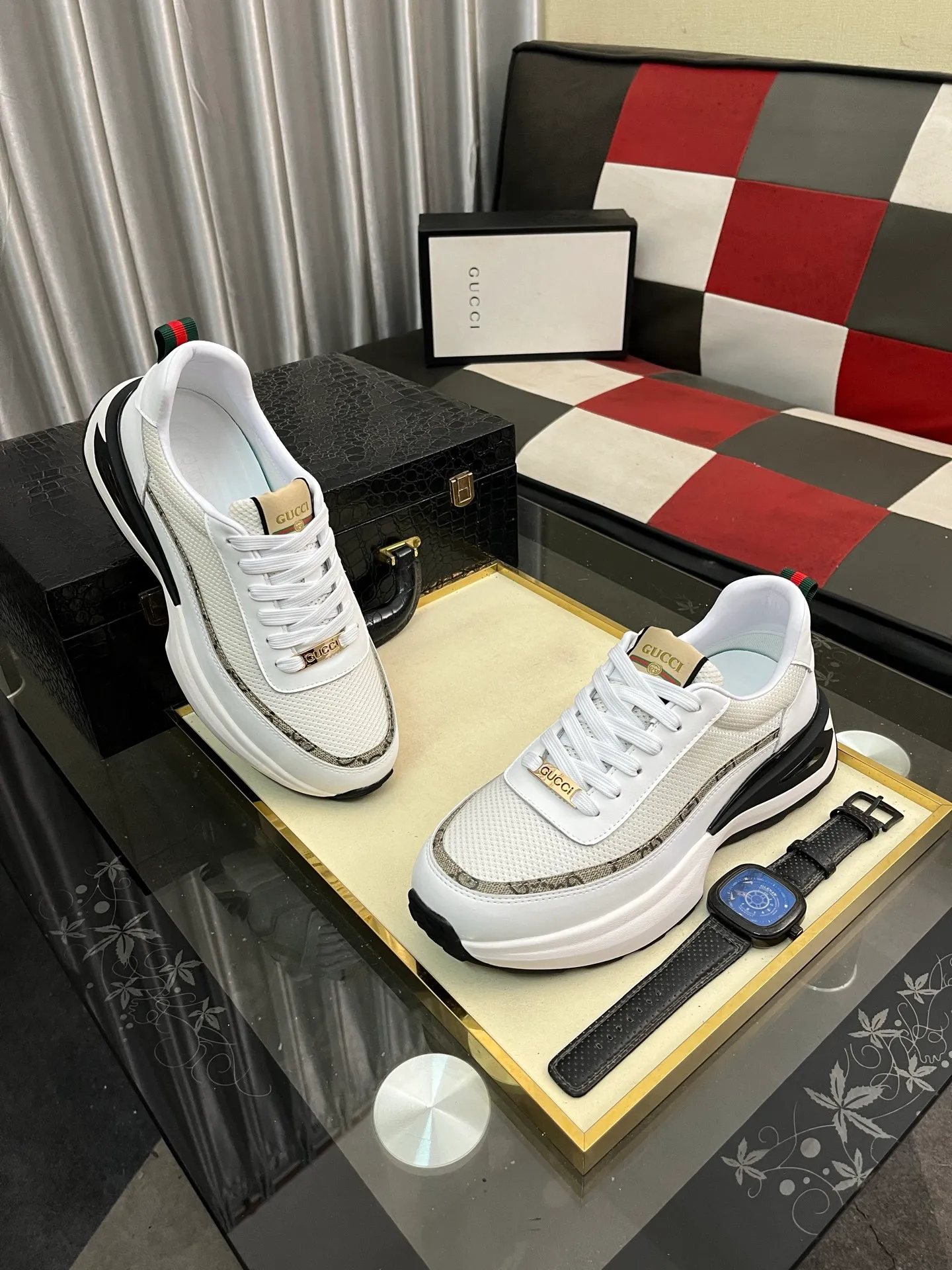 Men's Men's Shoes 💰458 ⌚️⌚️[GUCCI] Gucci men's casual shoes are absolutely popular 🔥The ultimate matching item for trendy men! The charm of super texture is irresistible, the main recommendation, the flower leather color is bright! The upper is made of high-quality brand printed fabric with cowhide, breathable leather lining and wear-resistant rubber sole, noble and elegant! Extremely comfortable🎁🎁You can be as handsome as you want💪 38-443️⃣colors available